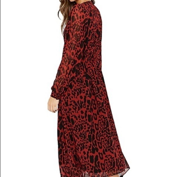Buffalo David Bitton V-neck Red & Black Animal Print Midi Dress XS Date Night - Picture 2 of 9